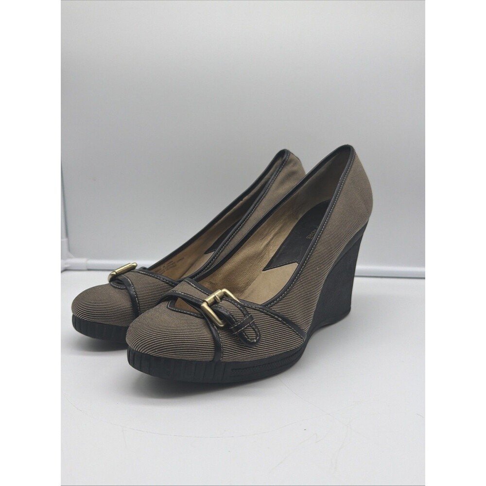 Michael Kors Wedge Heels Women’s Sz 8.5 Buckle Brown/Black